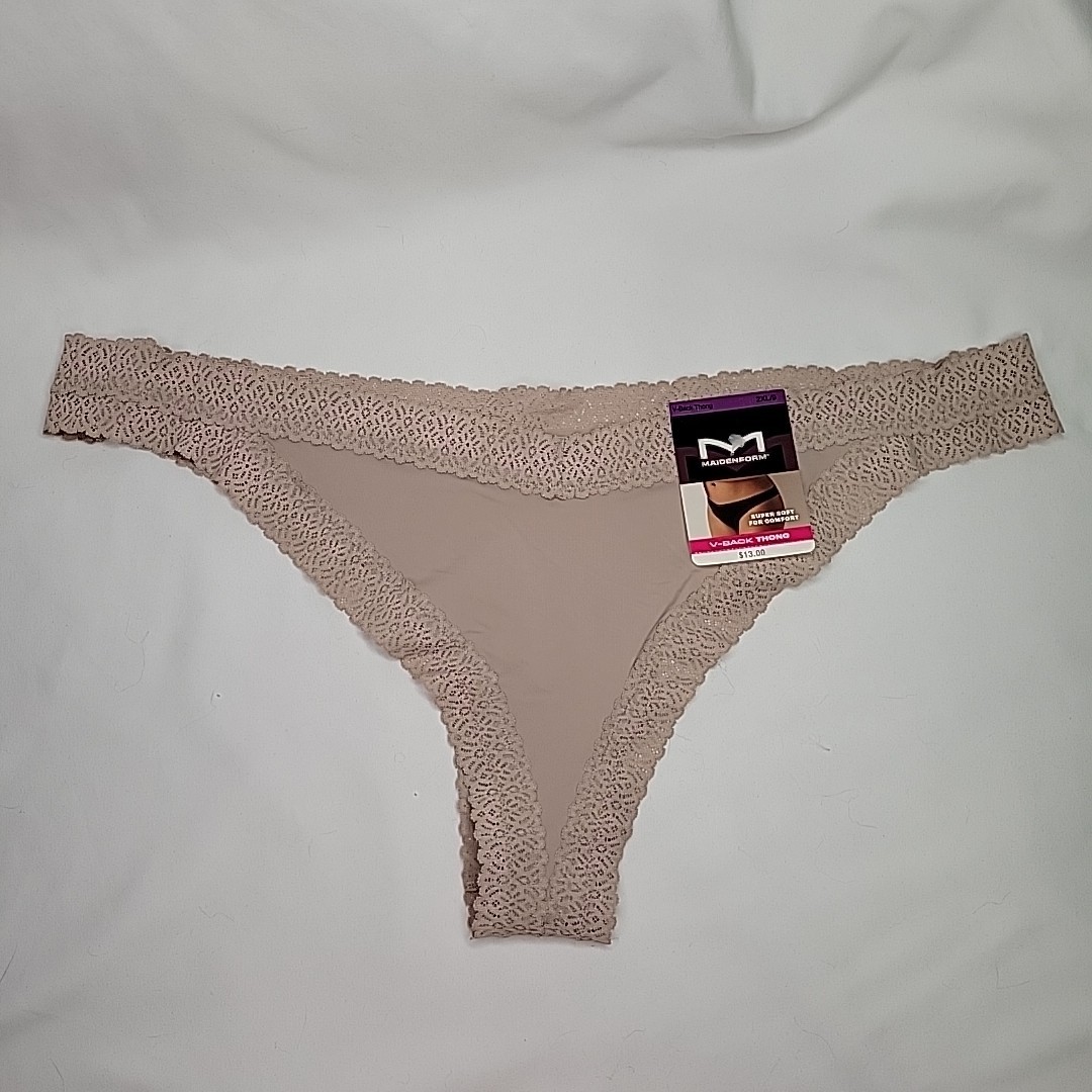 Maidenform Thong V Back Comfort Size 2XL/9 Taupe DMMVBT New With Tags