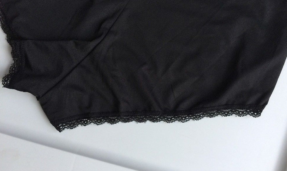 Womens Black Boyleg Panties Size 3X Solid Sexy Black Lace Insets Taupe Trim NWT