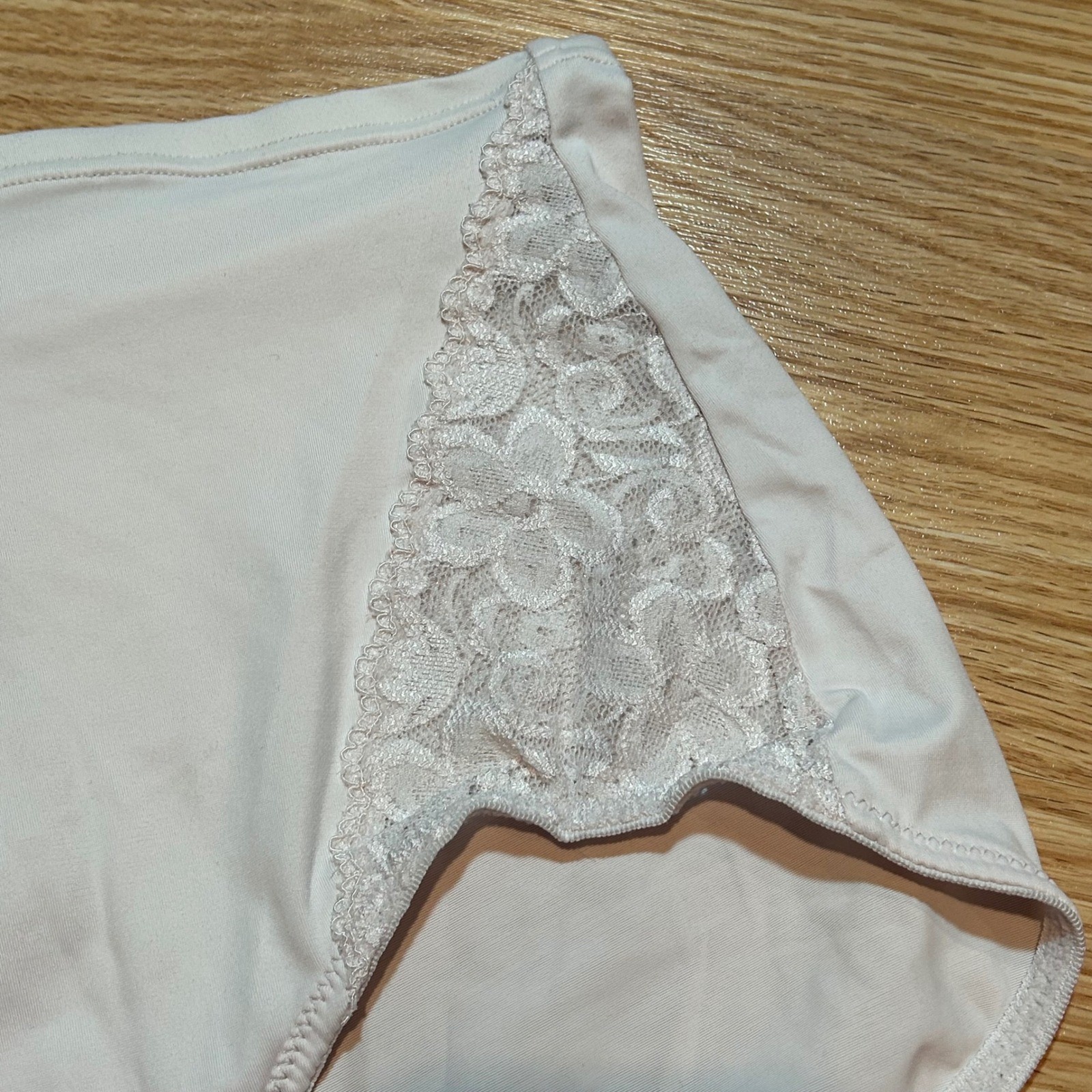 Womens White High Waisted Brief Panties Floral Lace Side Panels Full Coverage