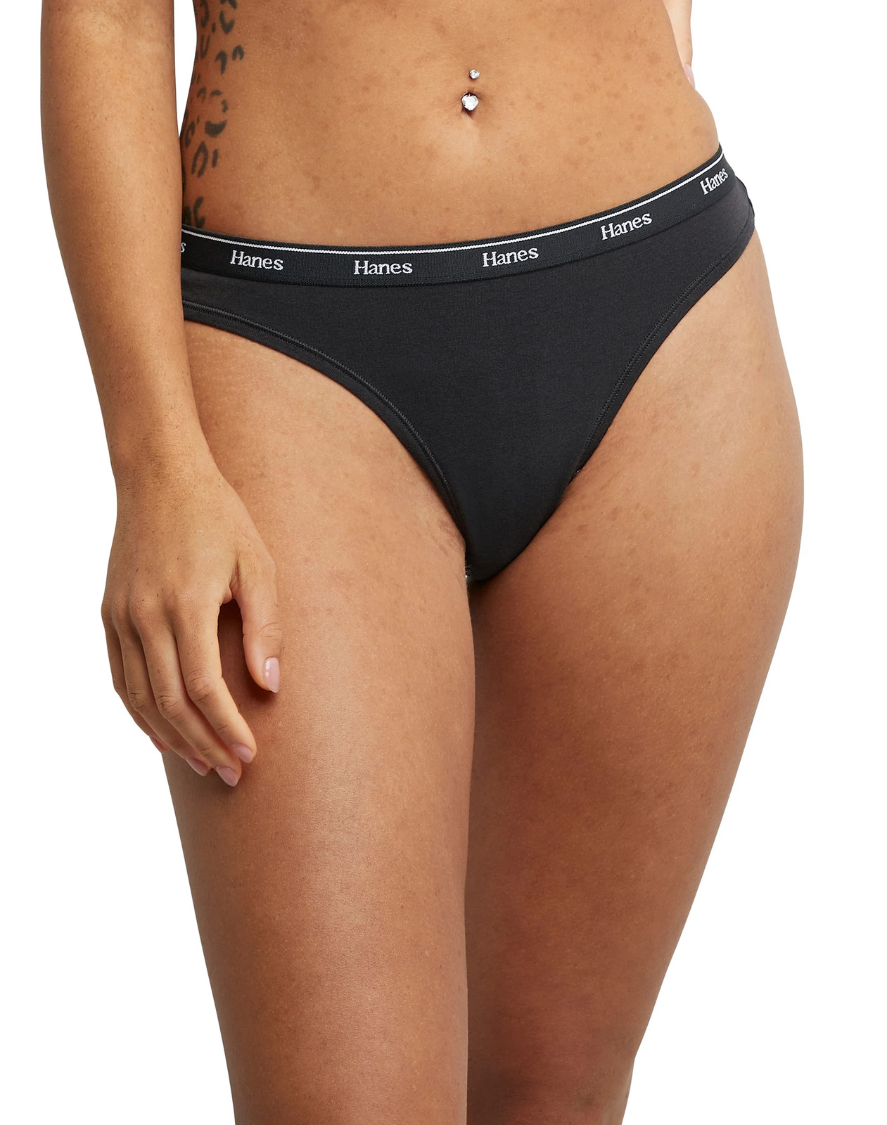 Hanes Originals Women’s Thong Underwear, Breathable Stretch Cotton, 6-Pack