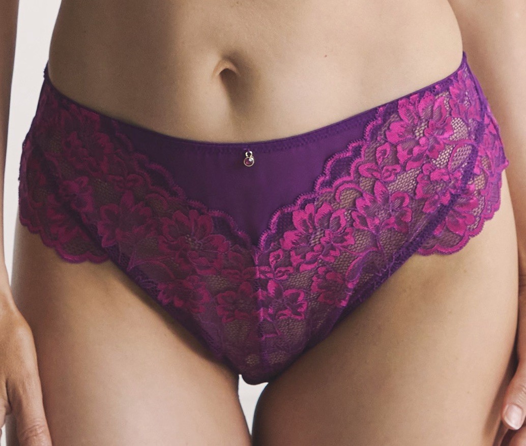 Ann Summers Sexy Lace High Waist Brazilian Size 12 -New – Dark Purple