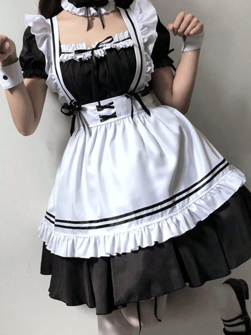 French Maid Costume set cosplay Fancy Dress Women Outfit size M / UK 10 sissy