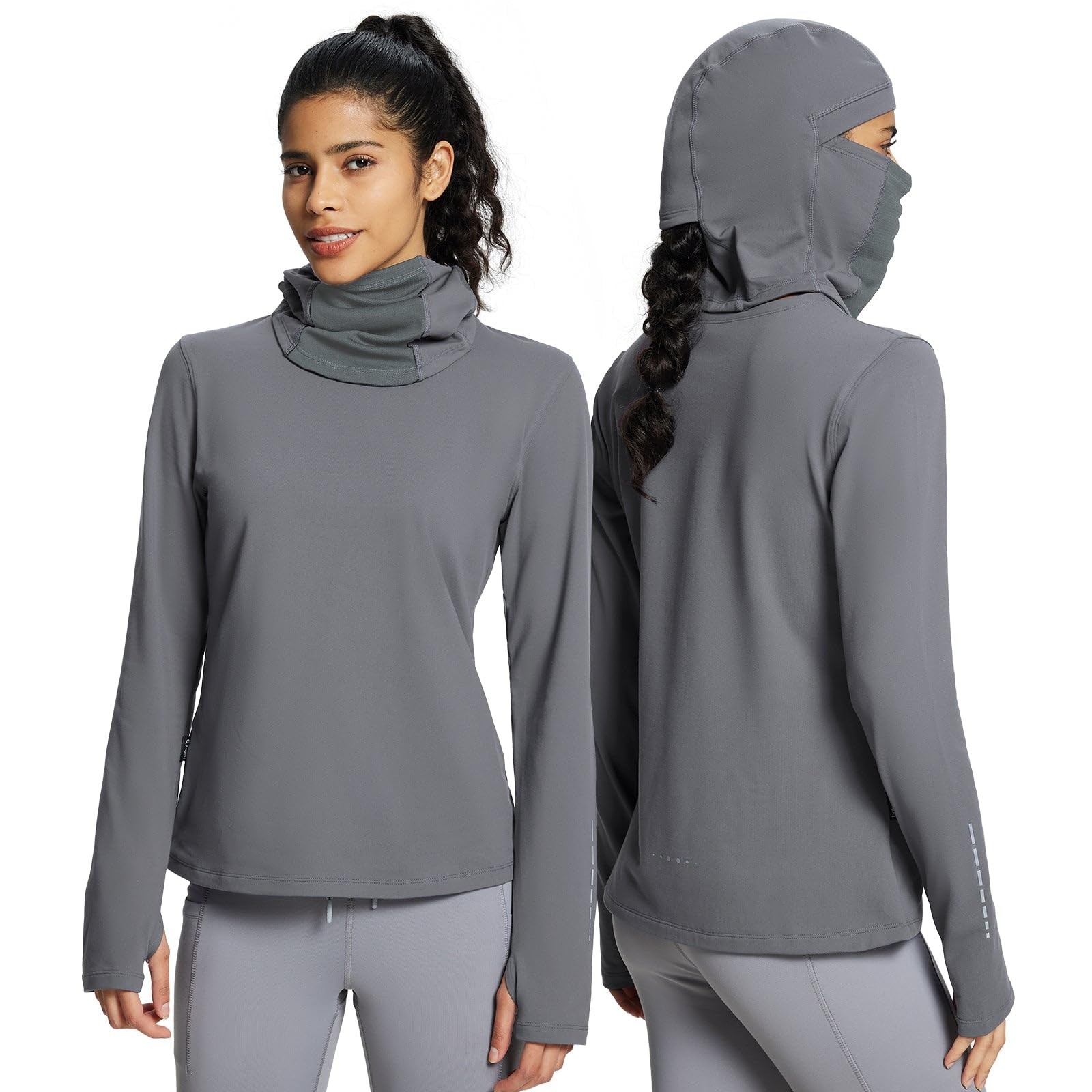 Women’s Running Hiking Gear Ski Long Sleeve Cowl Neck Thermal Tops Cold Weath…