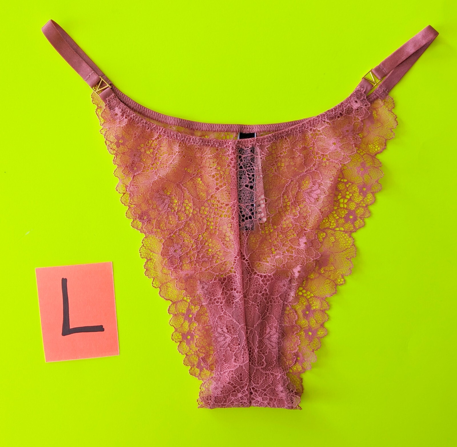 Victoria’s Secret Luxe Very Sexy Size L Orange Lace Brazilian Panty