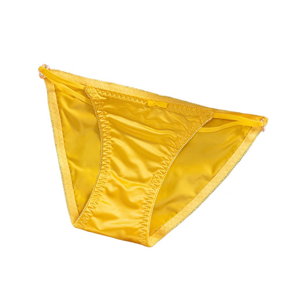 Satin Ice Silk Seamless Low Waist Women Underwear Slim Straps Breathable Fabric