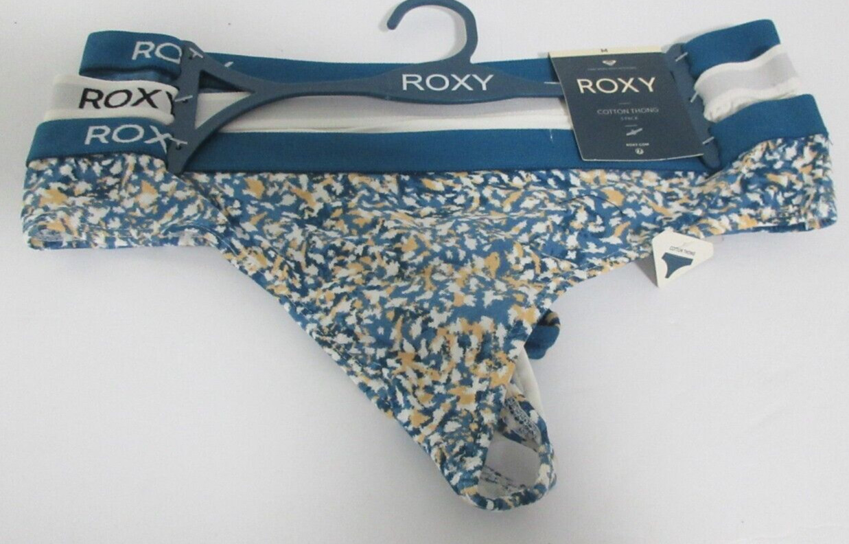 Roxy Women’s 3 Pack Tag-Free Cotton Thong Fit Panties Size M (28-30)