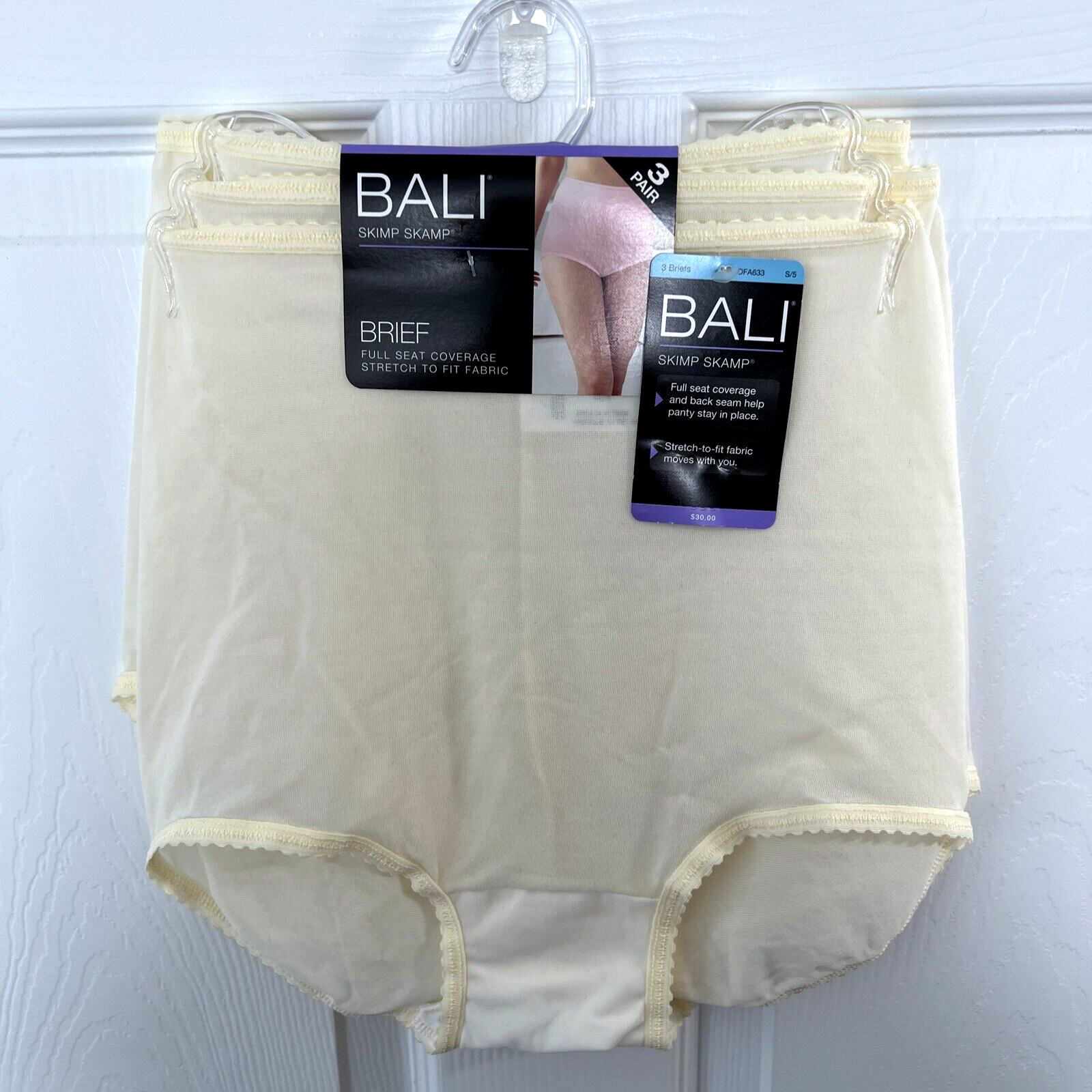 NEW Bali 3 Pair Briefs Skimp Skamp Panties Size S/5 Yellow DFA633 NWT