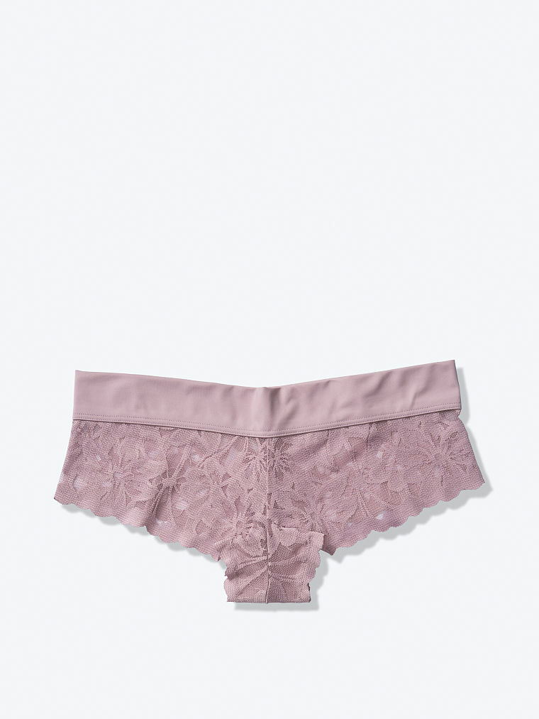 M L Soft LILAC Floral Lace PINK Stretch Waist Victorias Secret Cheekster Pantie