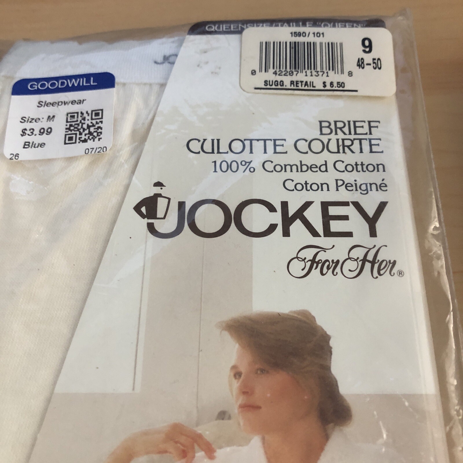 Vintage Jockey Women Brief 9 48-50″ Underwear 1994 Culotte Courte Combed Cotton