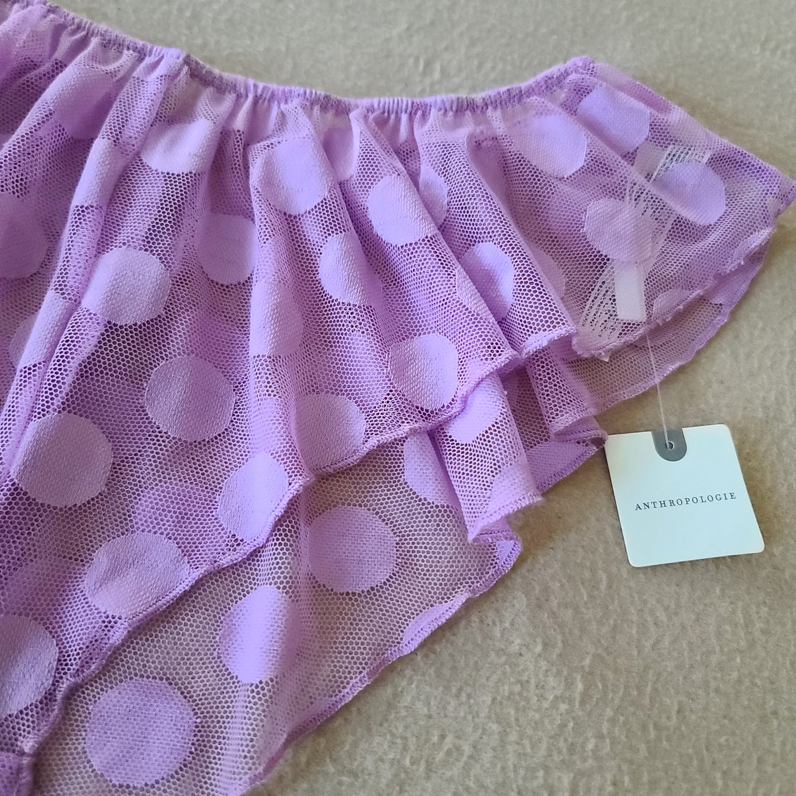 By Anthropologie Mesh Dot Flutter Panty Size XS Lilac Sexy Flirty Coquette NWT