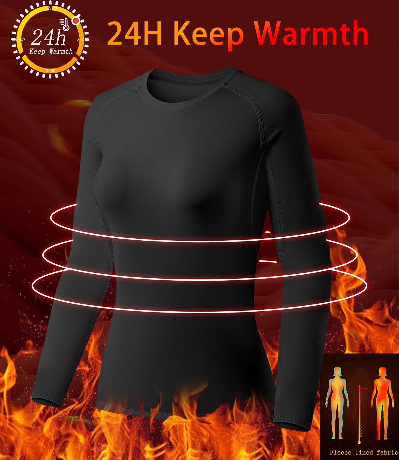 TELALEO 4 Pack Womens Thermal Shirts Fleece Lined Athletic Tops Long Sleeve C…