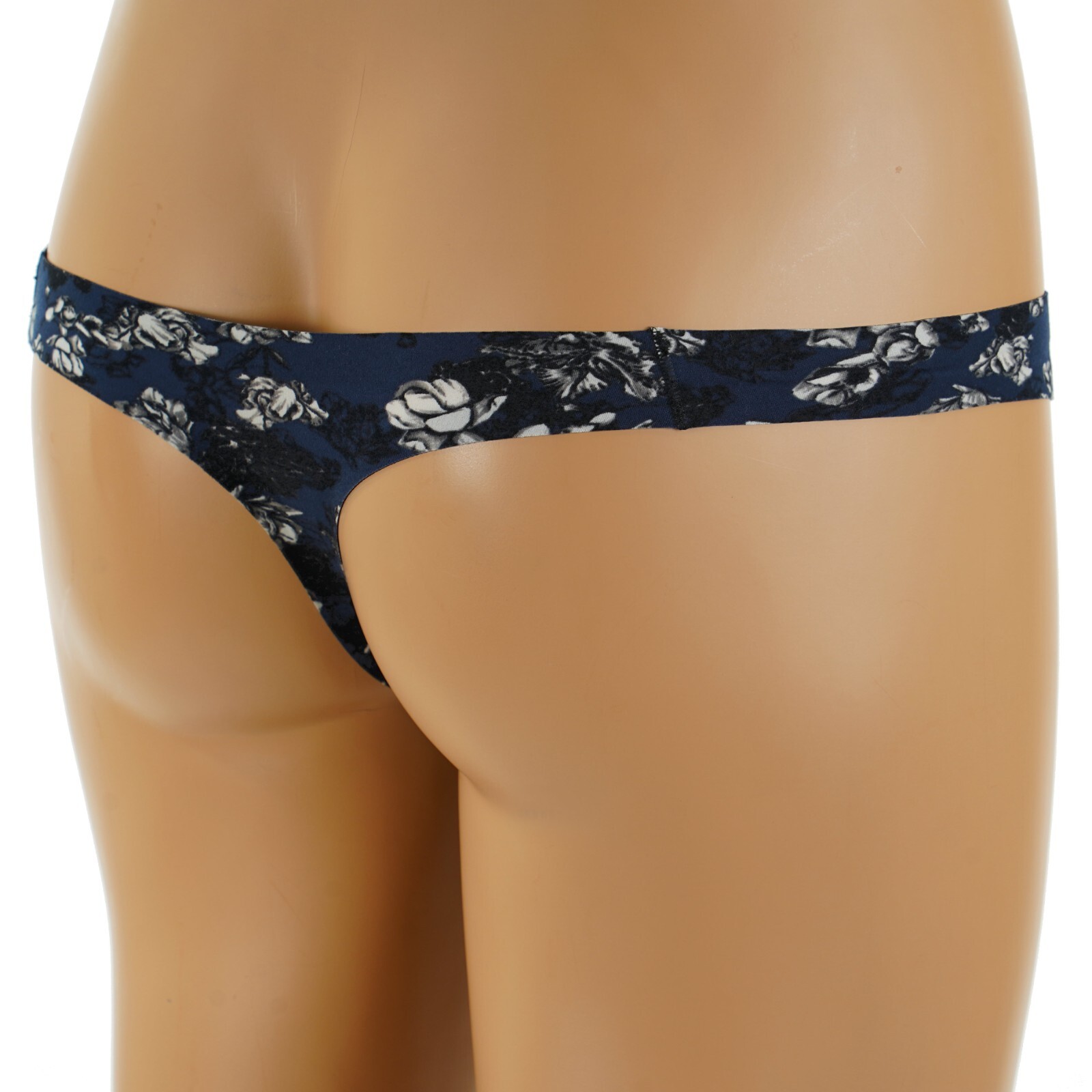 MAIDENFORM Women’s Size 6 MEDIUM Invisible Comfort NAVY FLORAL THONG Panty 40149