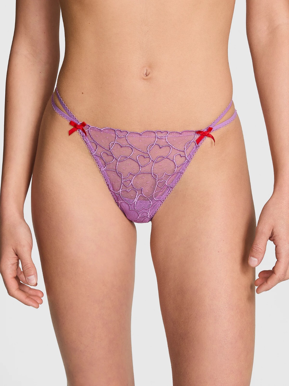 Victoria’s Secret Pink Wink V-String Panty Heart Embroidery Limited
