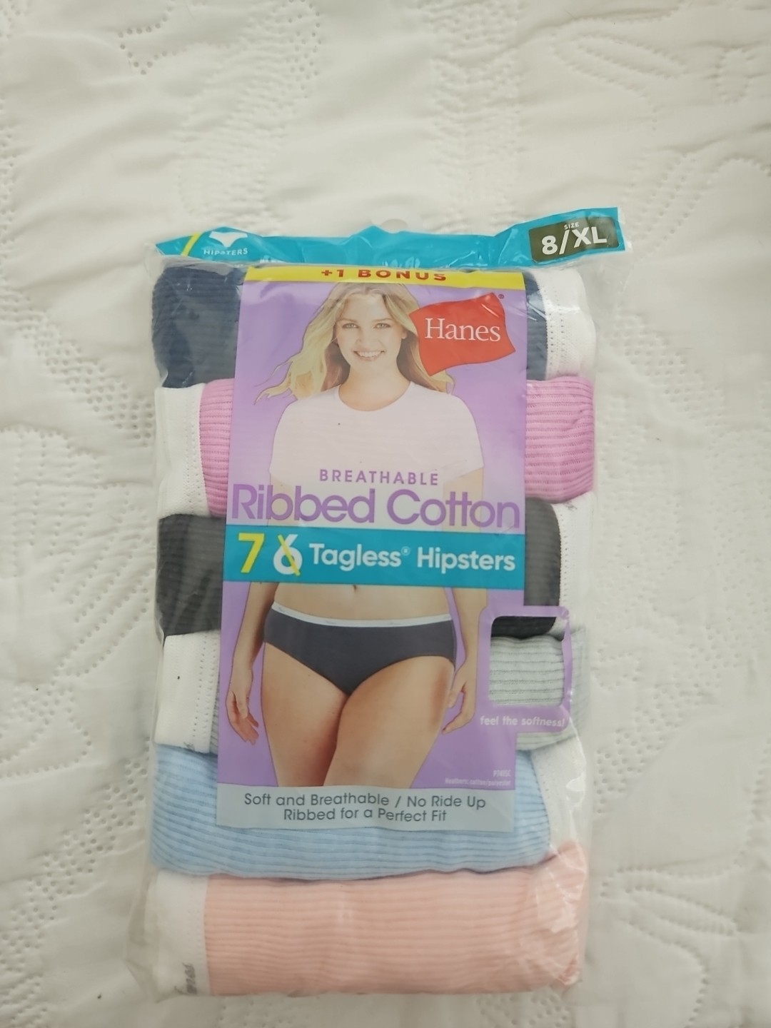 Hanes Breathable Ribbed Cotton Tagless Hipsters 7 In Pack, Size 8/XL