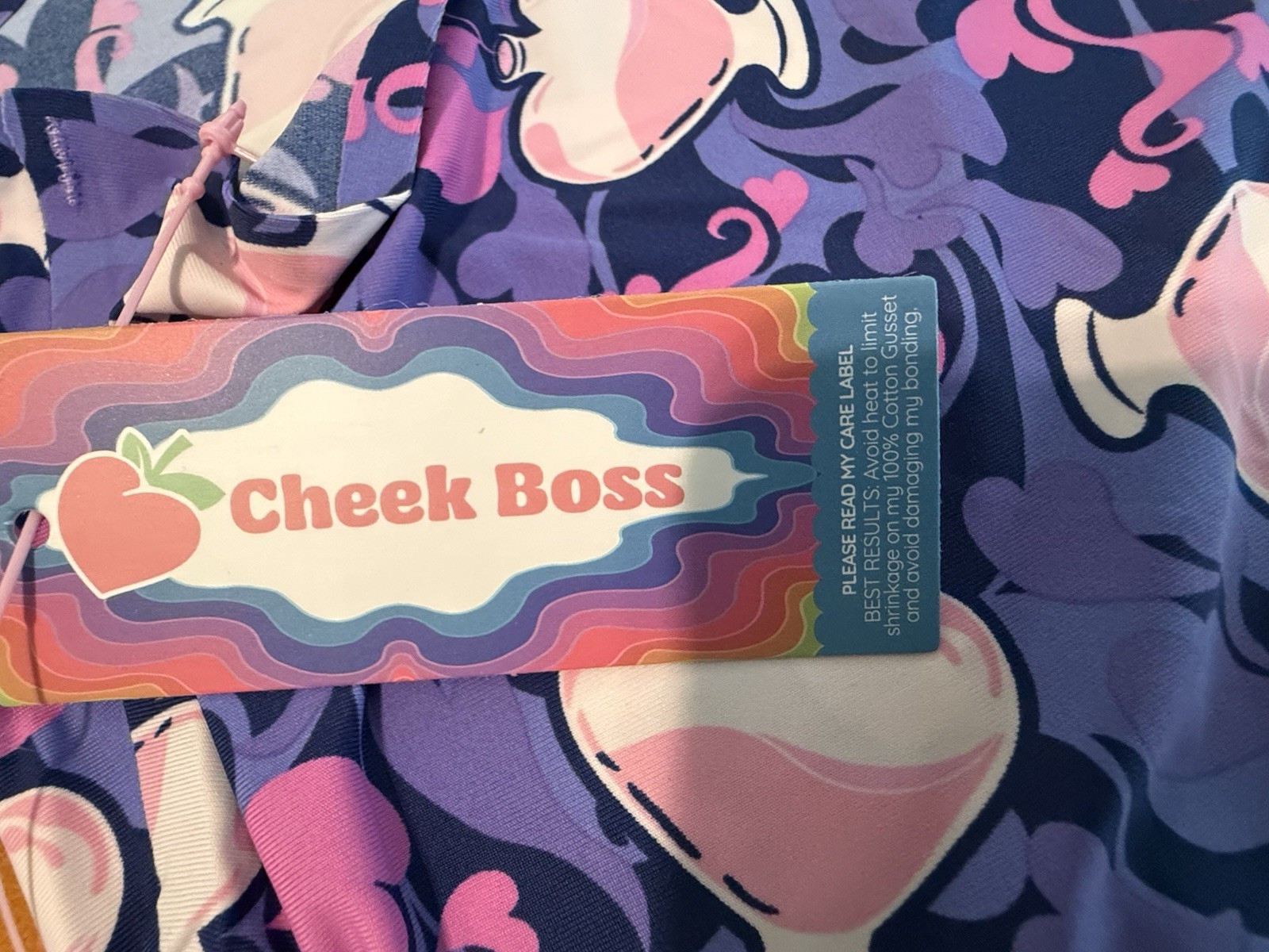 Cheek Boss High Waisted Underwear 2XL Purple Heart Print Stretchy Panties NWT