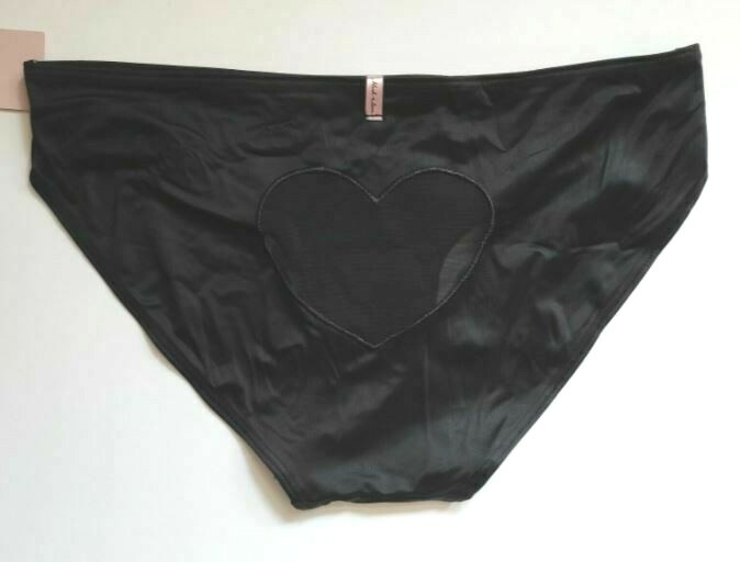 Victorias Secret Black Blush Love Mesh Heart Back Bikini Panty Size S-L Silky