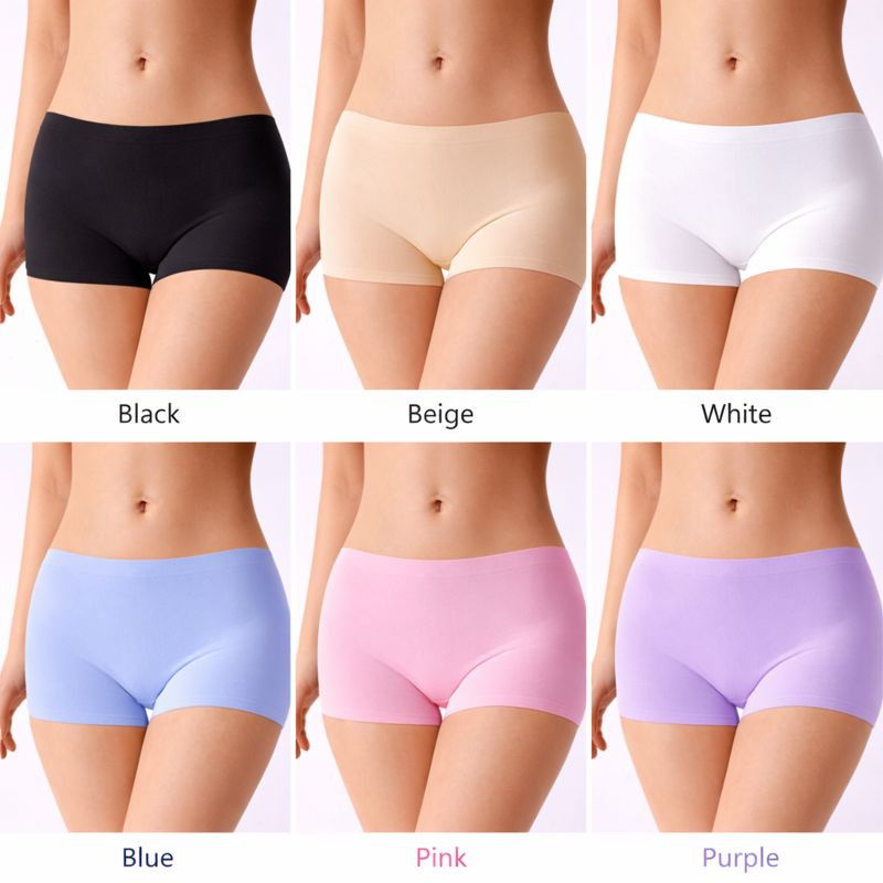 Ladies Boxer Underwear Plain Knickers Seamless Panties High Waist Briefs 3 Packs