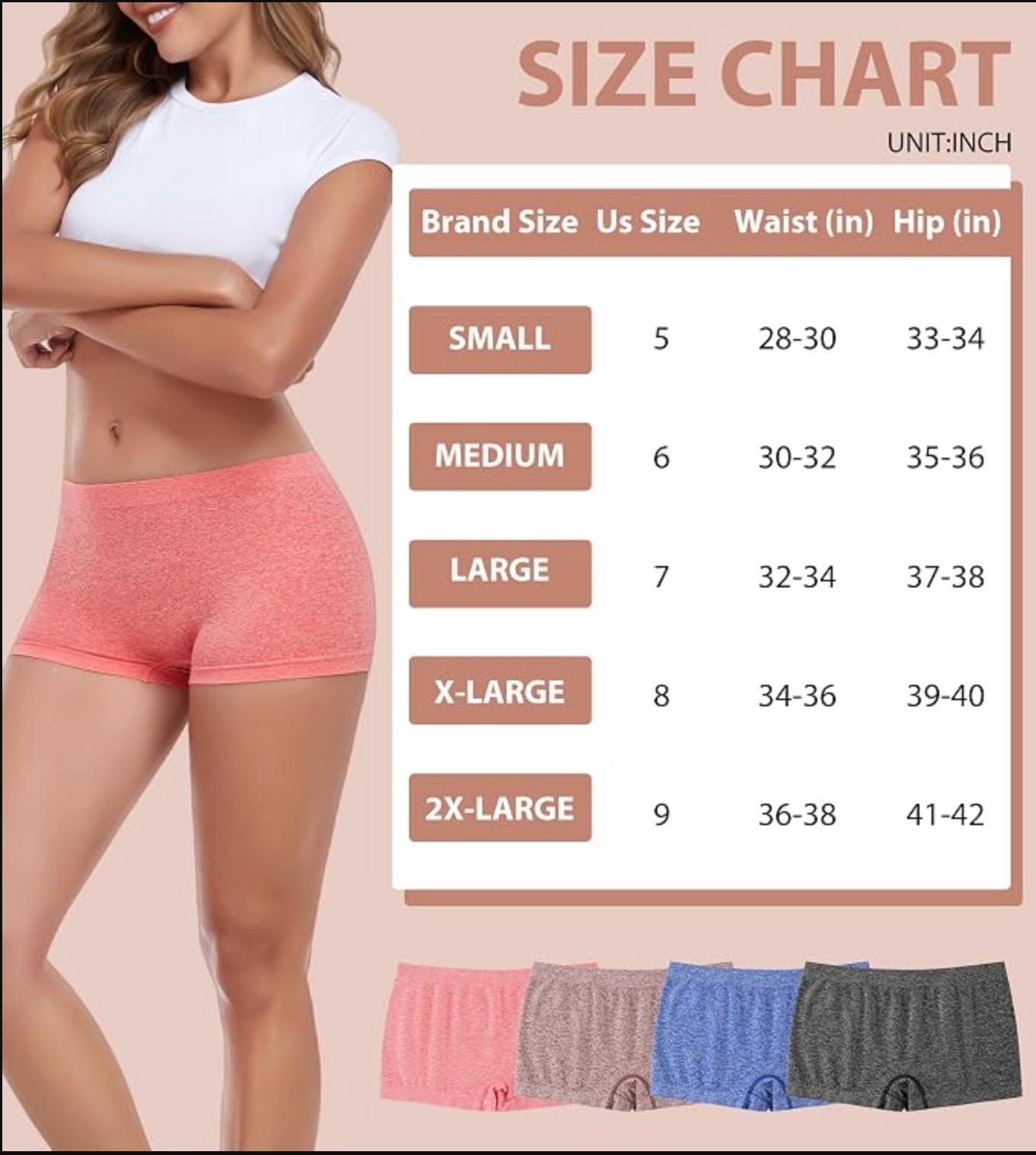 Women’s Seamless Boxer Briefs Boyshort Panties Soft Stretch 4 Pack