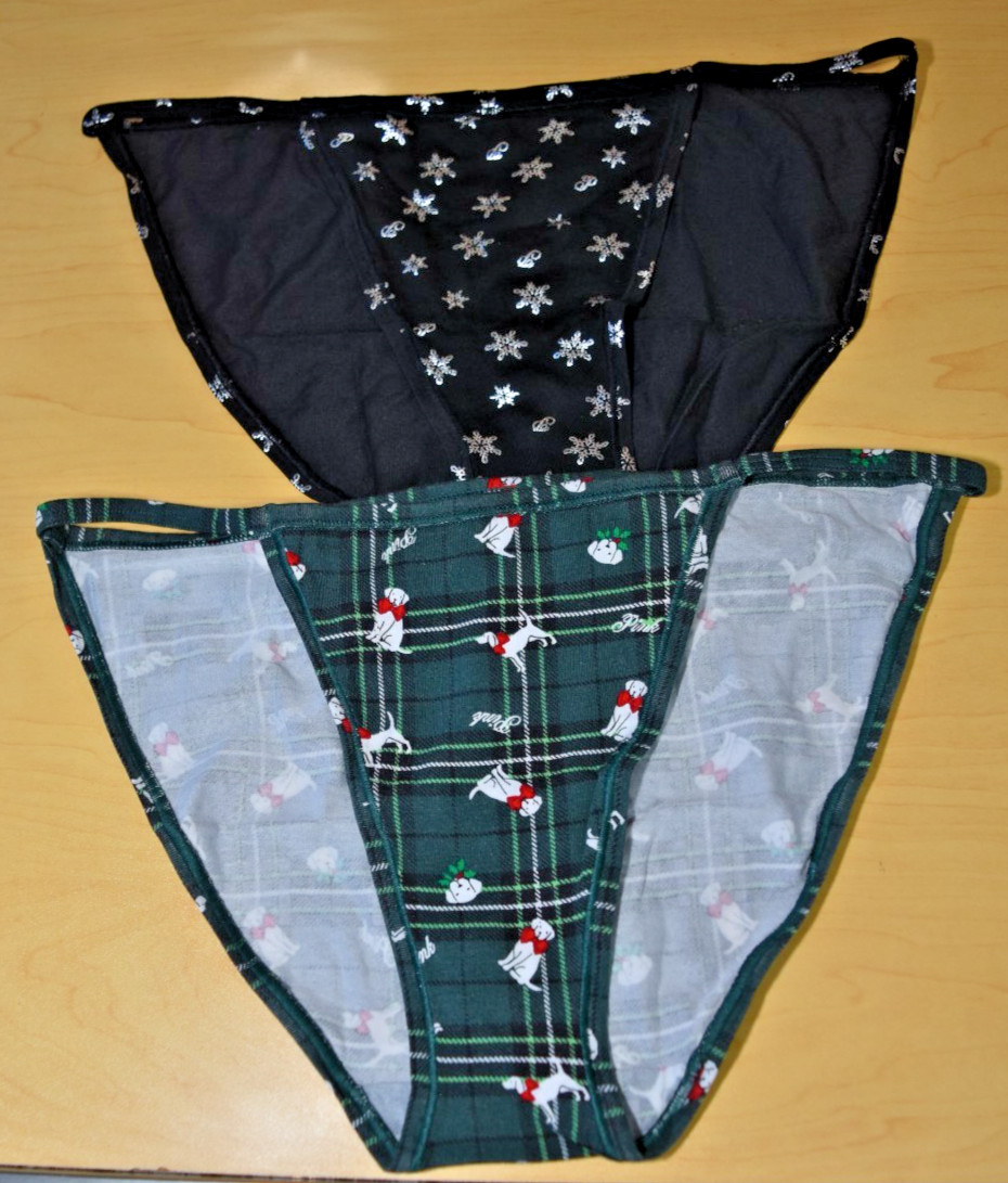 2 NWT Black Green Plaid String Bikini Victoria’s Secret Pink Panty Lot L Large