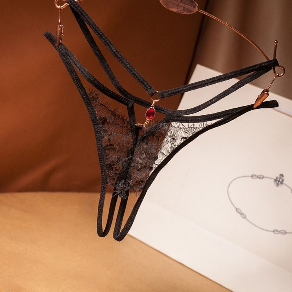 Sexy Women Crotchles Thongs G-string Panties See Through Lace Lingerie Underwear
