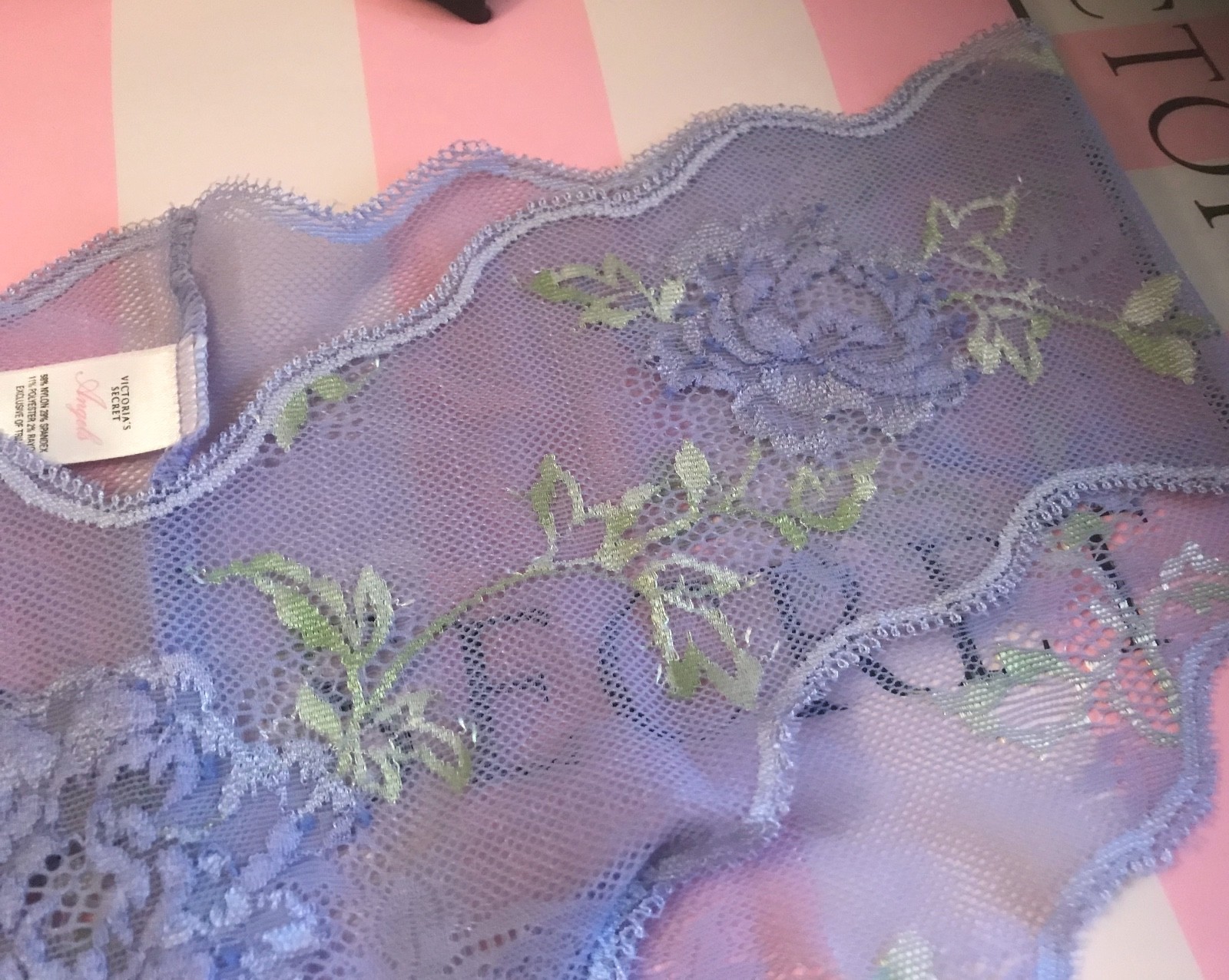 NWOT VICTORIA’S SECRET S PURPLE MESH ROSE FLORAL VINTAGE RARE HIPHUGGER PANTIES