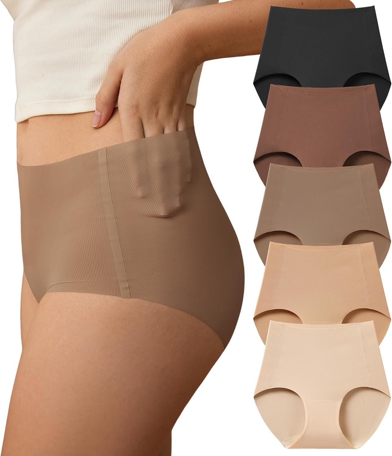 Seamless High Waisted Underwear for Women No Show Full Coverage