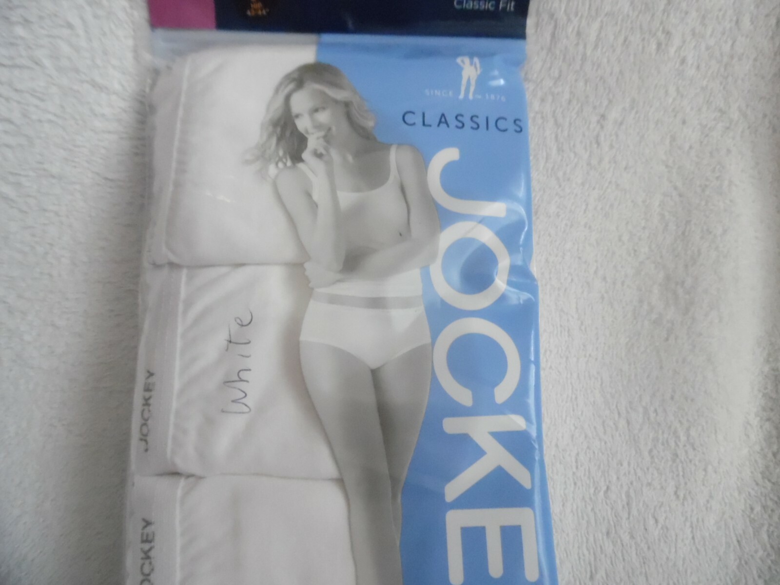 3 JOCKEY CLASSICS WOMEN’S BRIEFS PANTIES WHITE COTTON ELASTIC WAISTBAND SIZE 8