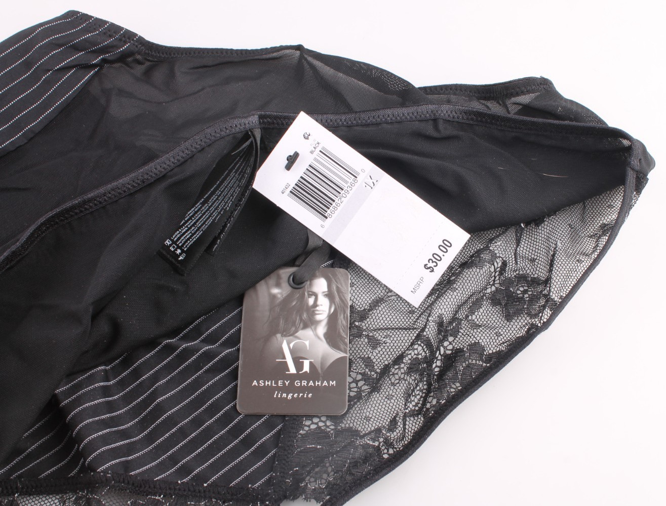 Ashley Graham Basic Hi Cut Plus Size Brief Panty Black 1X New With Tags