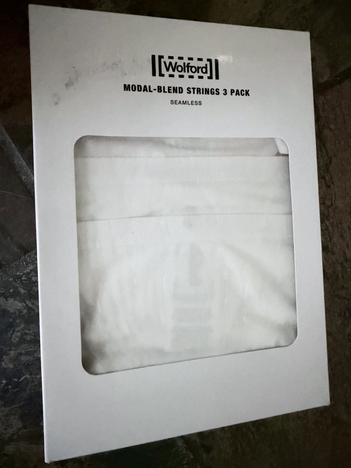 $135 Wolford 3-Pack Modal Cotton Blend Thong Panties White Jersey Seamless S
