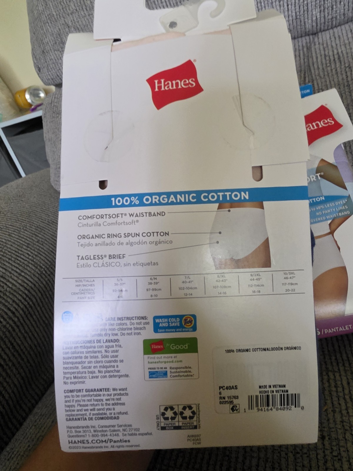 Hanes Women’s Pure Comfort Brief Panties 6Pack X3 Assorted Organic Cotton 18Pair