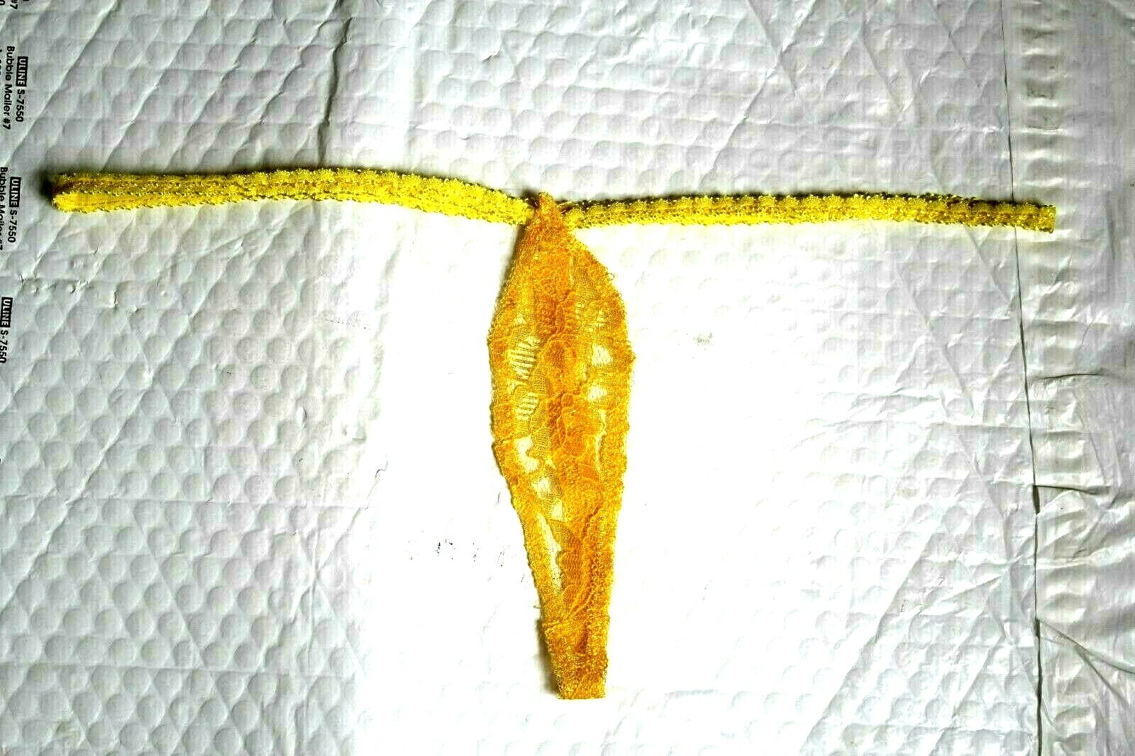 Crochet Sexy Exotic Lingerie Tear Drop Thong. Yellow Lace
