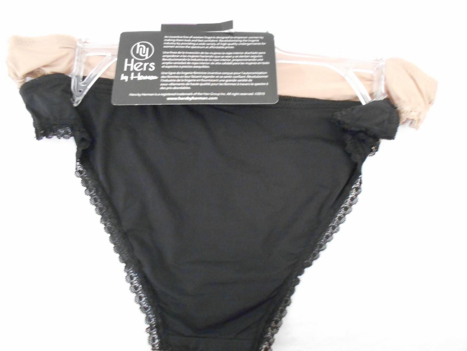 New sexy TAN / BLACK 2 pairs Hers by Herman Bikini Panties (stretchy) 10B