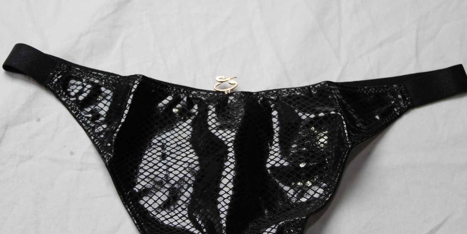 Scantilly By Curvy Kate Women’s Pleather Serpent Thong AC2 Black Small NWT