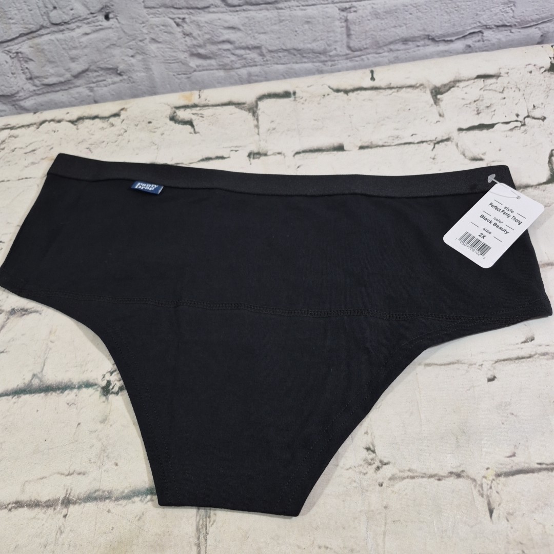 Panty Drop Underwear Womens Plus 2X Black Beauty Perfect Panty Thong NWT
