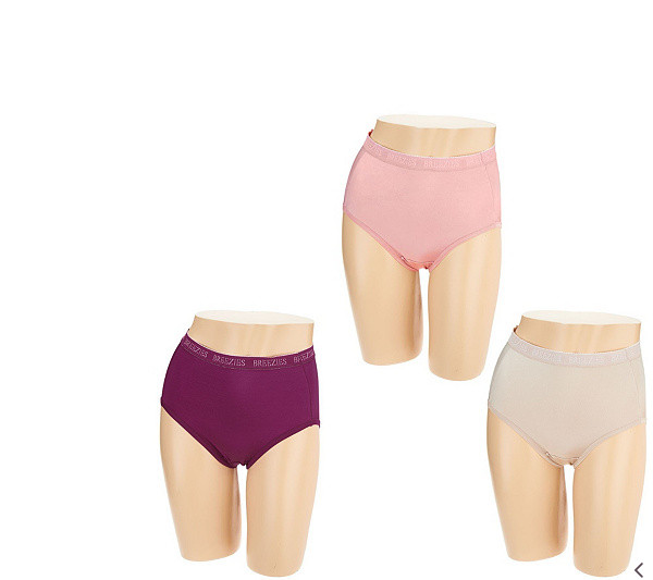 Breezies Set of 3 Nylon Microfiber Hi-Cut Panty-Pink/Nude/Purpl-Small-A287800