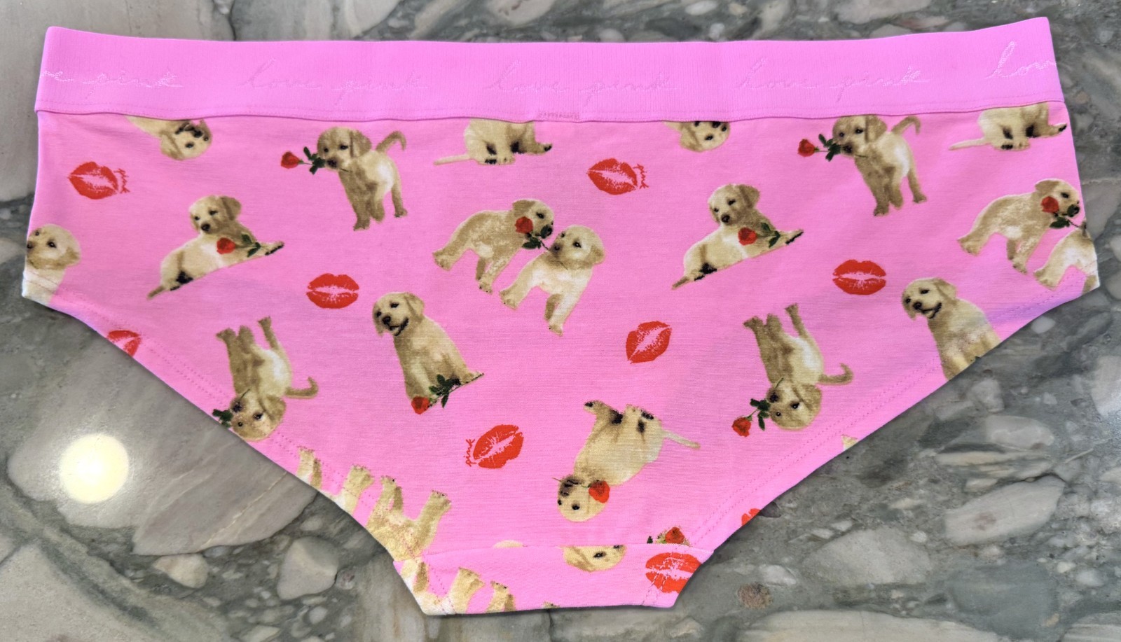 NEW Victoria Secret PINK Cotton Logo Hipster Panty Pink Puppy Love – XL or XXL