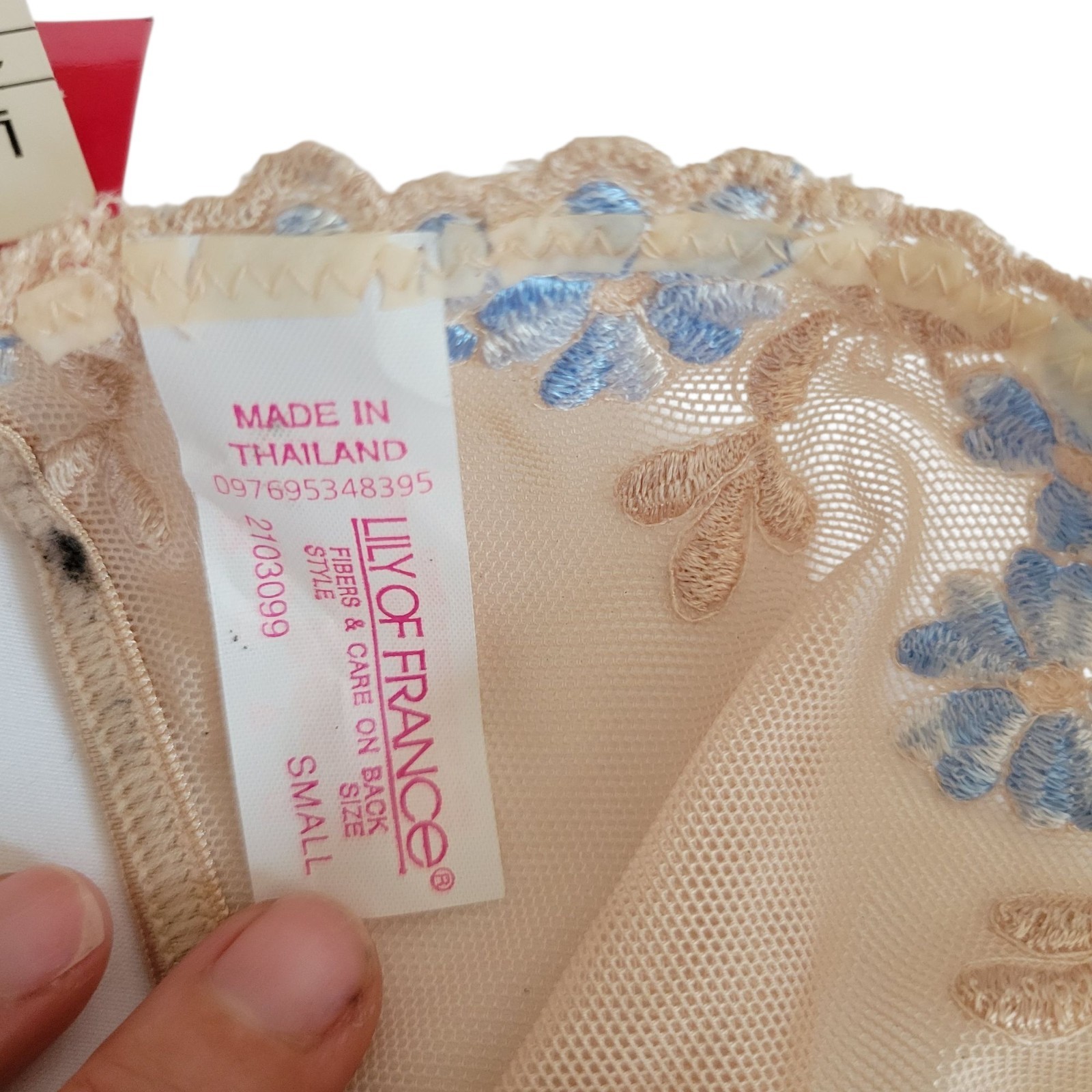 NWT Vintage Y2K Lily Of France Nude Floral Garter Belt Thong G String SM