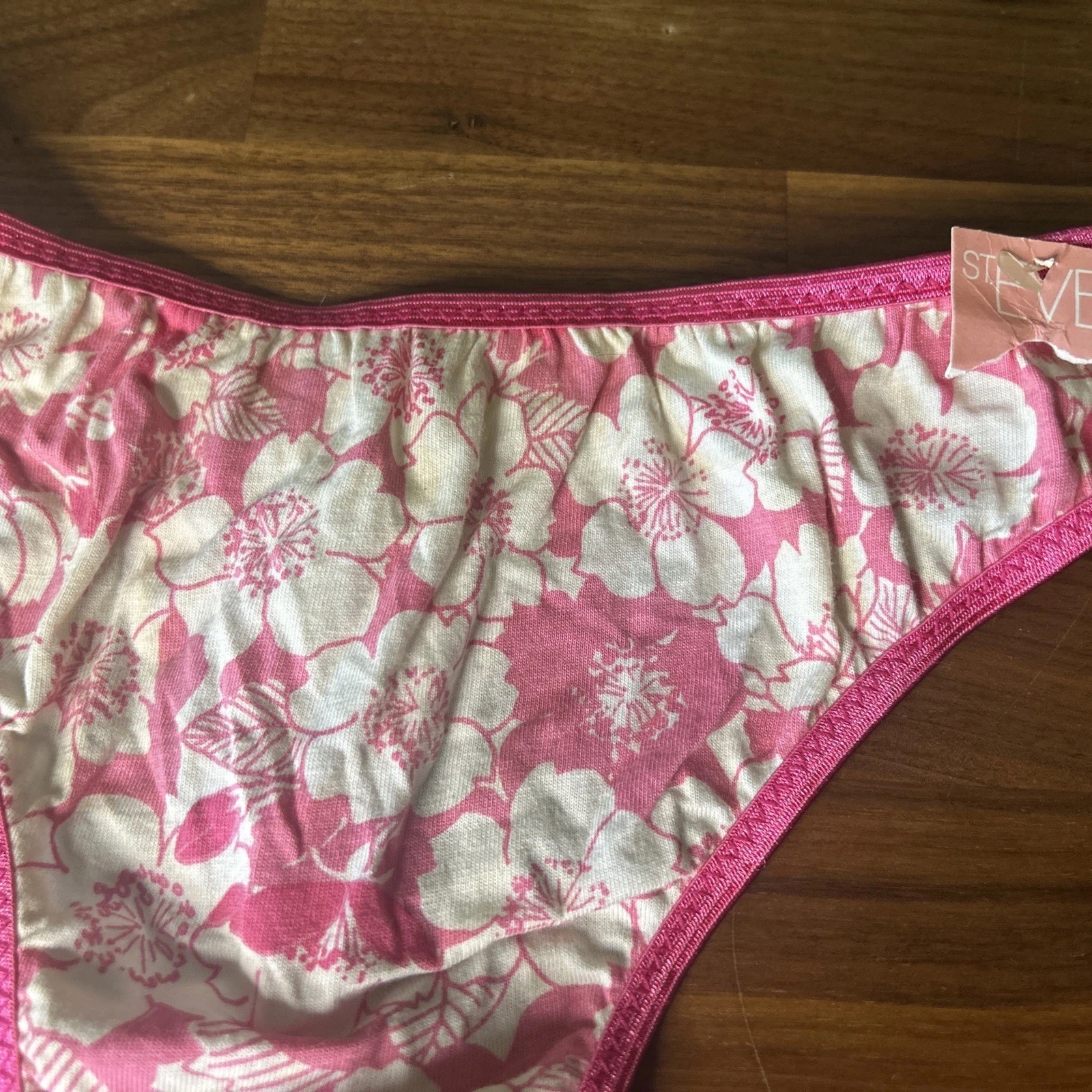 Vtg Y2K Thong Bikini Panties Cotton St Eve Second Skin Pink Sexy Sz S Whale Tail