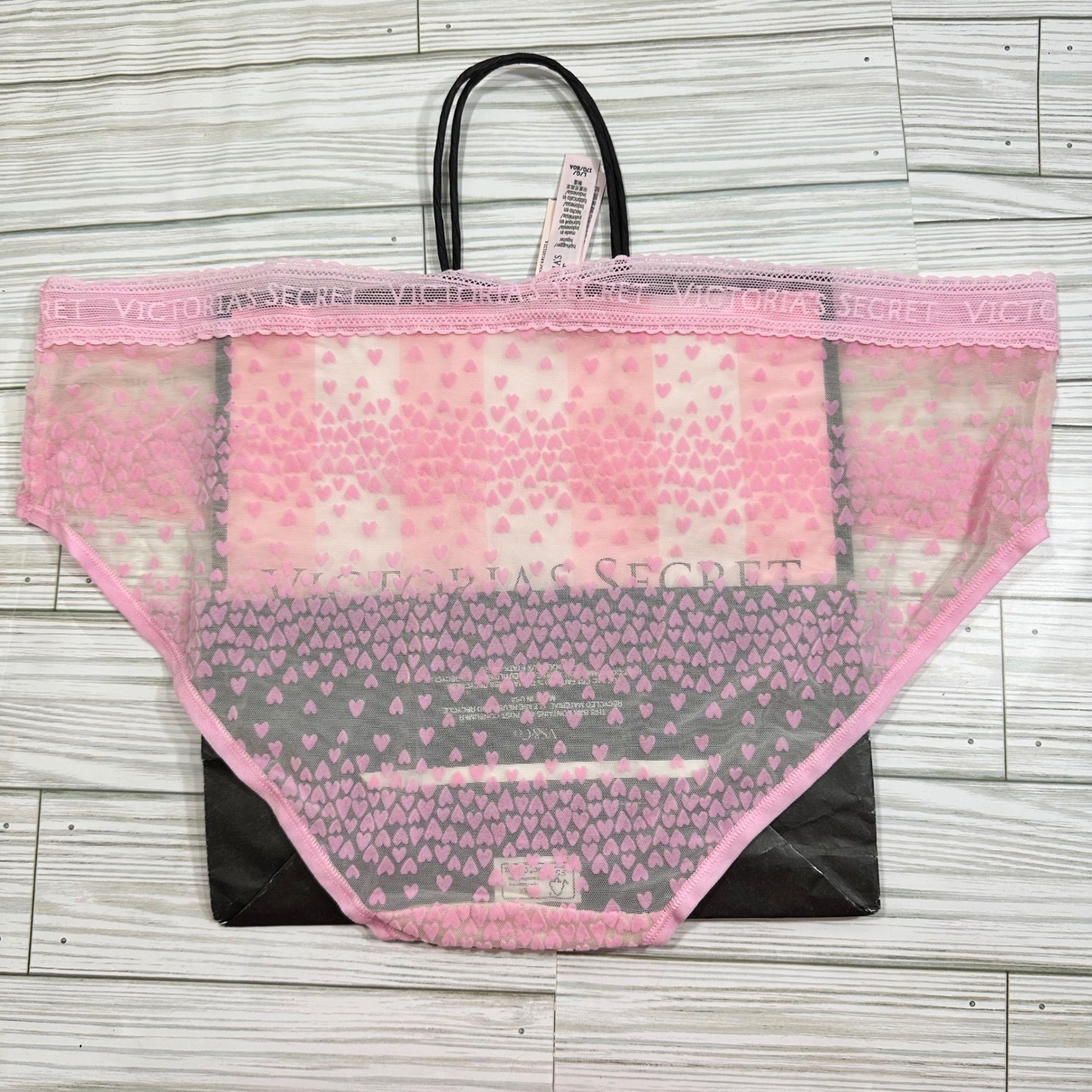 NEW Victoria’s Secret Pink Heart Lace Hiphugger Hipster Panty Large
