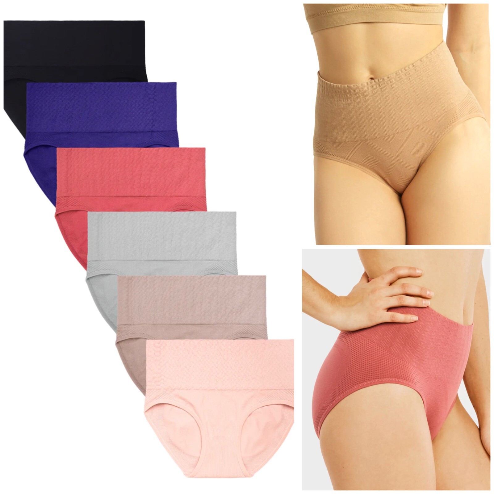 6 Pack underwear women high waist slimming tummy control support C-section 7337