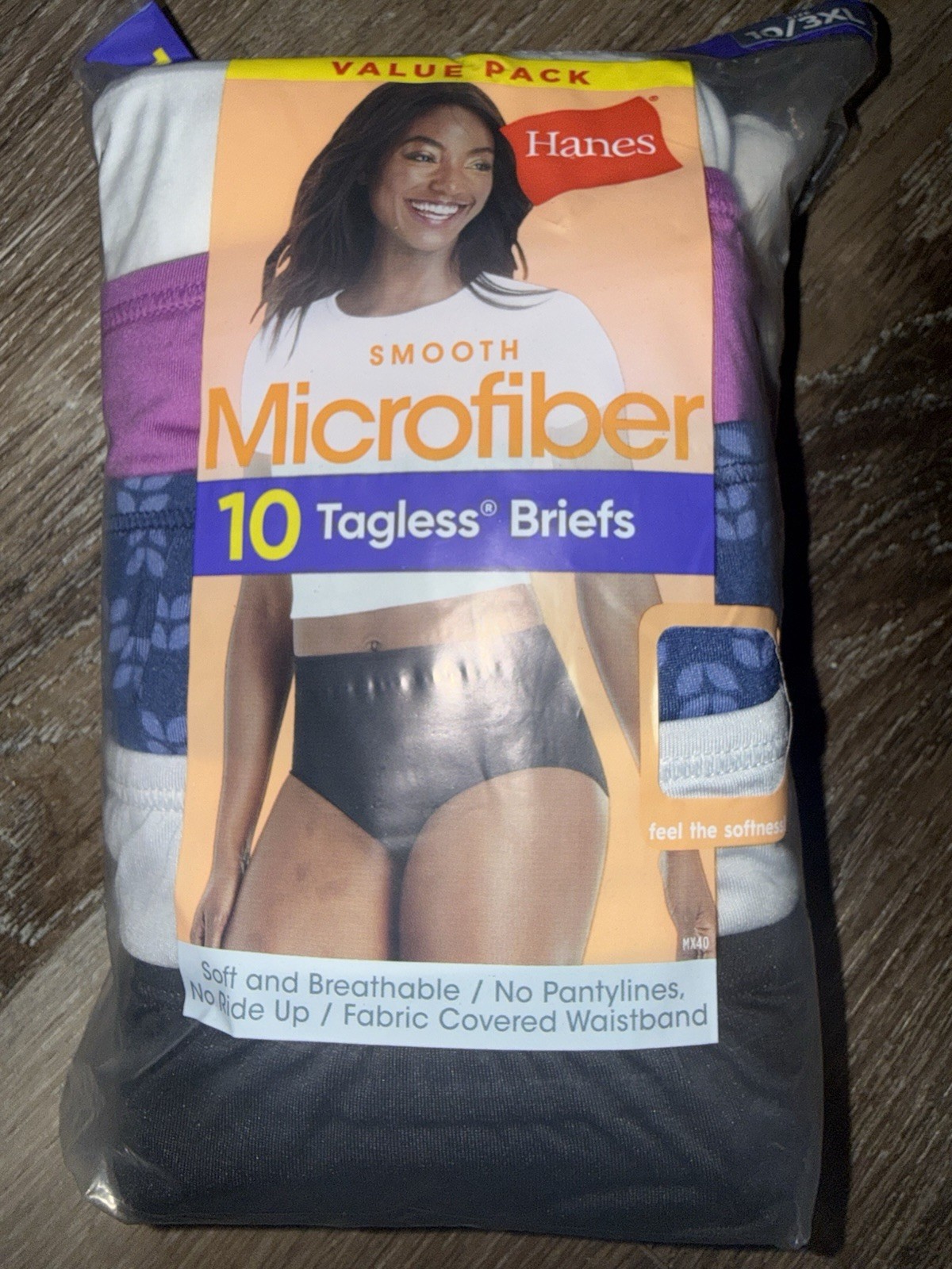 Hanes ~ 10-Pair Women’s Brief Underwear Panties Polyester Microfiber ~ 2XL/9