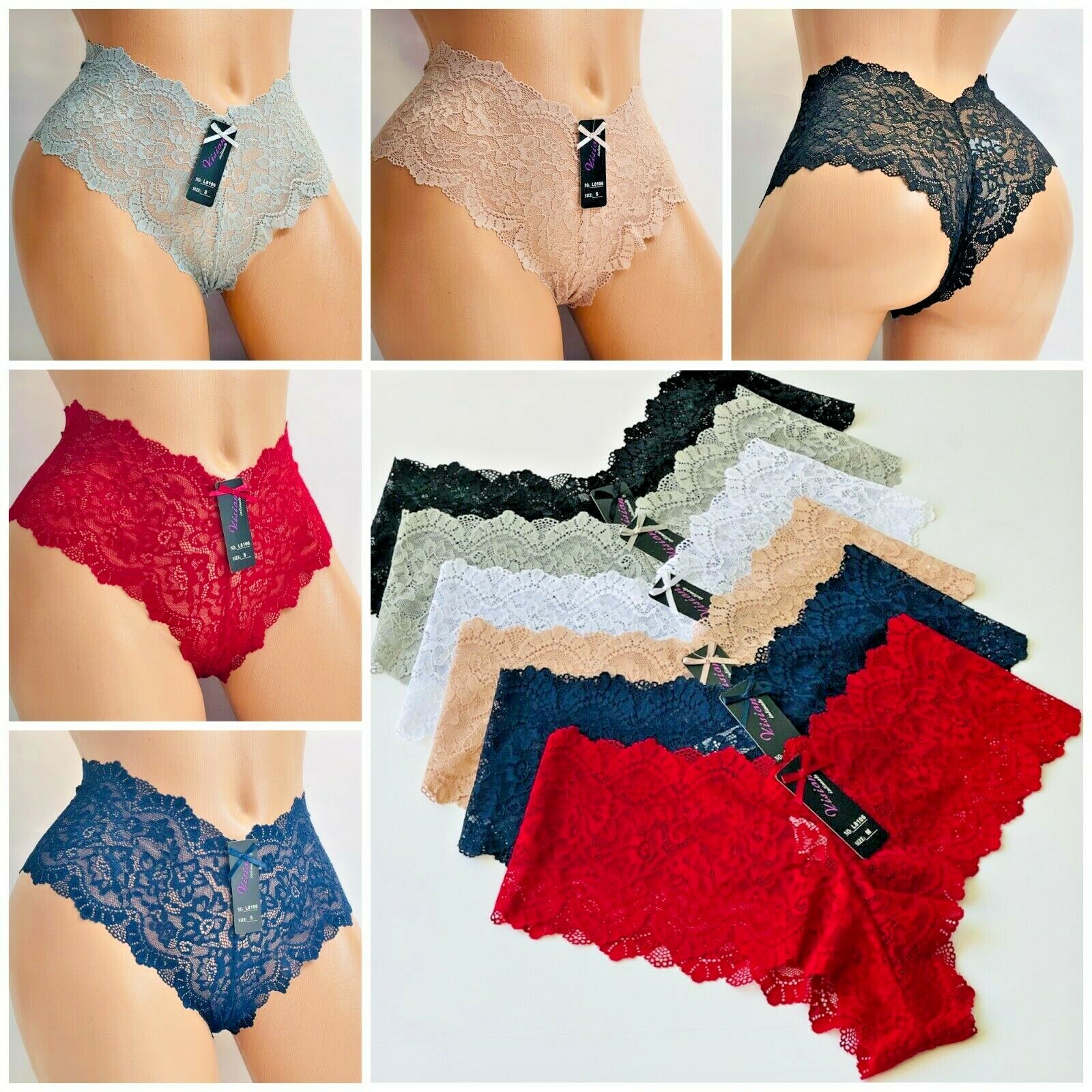 6-12 Women’s BOYSHORTS Cheeky Hipster SHORTIE UNDERWEARS LACE Panties 8106 S-XL
