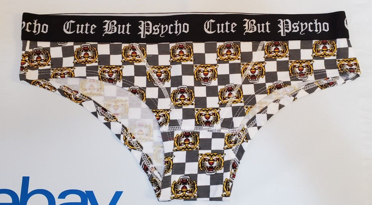 Rue 21 Women’s Bikini Panties LARGE Cute But Psycho Checker Tiger New