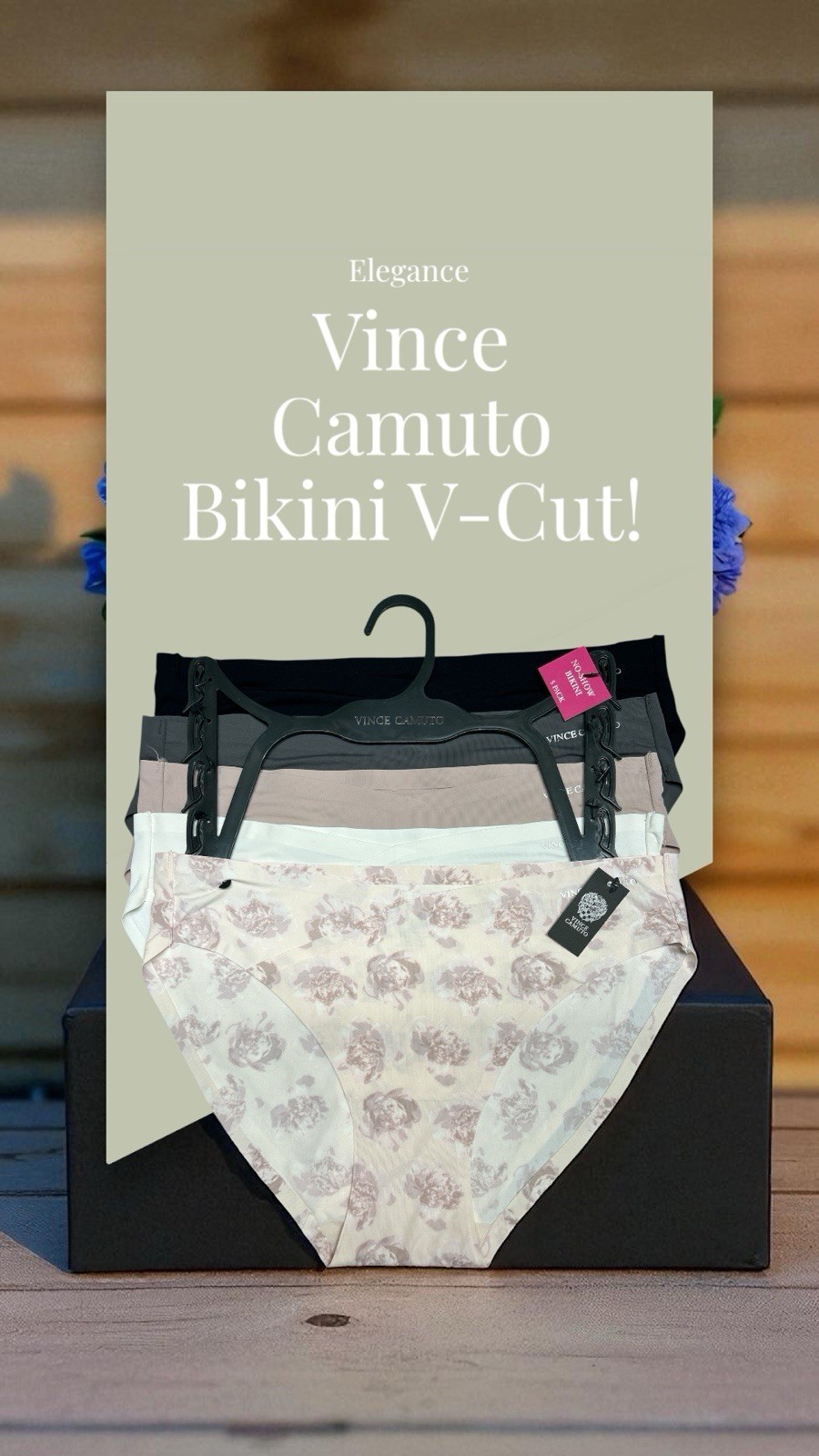 VINCE CAMUTO No Show BIKINI Panties Microfiber Laser V Cut 5 Pack ALL SIZES