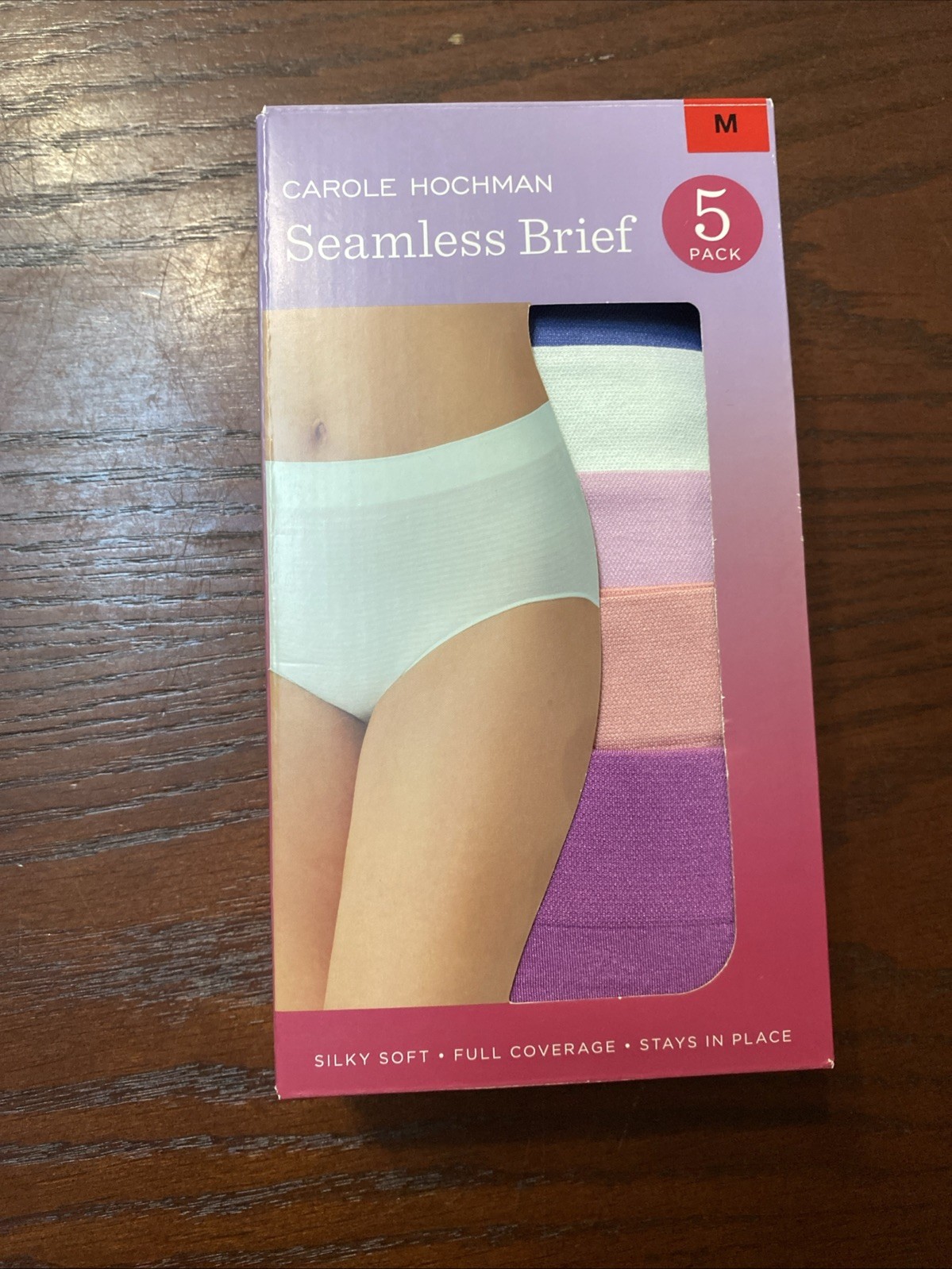NWT CAROLE HOCHMAN 5 PK MULTI COLORED SILKY SOFT FULL COVERAGE BRIEFS SZ M #301C