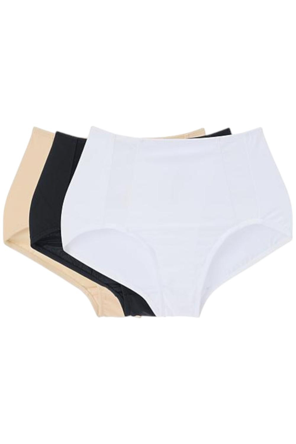 Rhonda Shear Women’s 3-pack Mesh Insert Brief Black/Light Beige/White