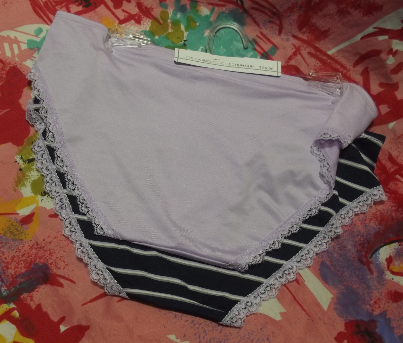 2 NEW JESSICA SIMPSON MICROFIBER LACE LEGS BIKINI PANTIES M