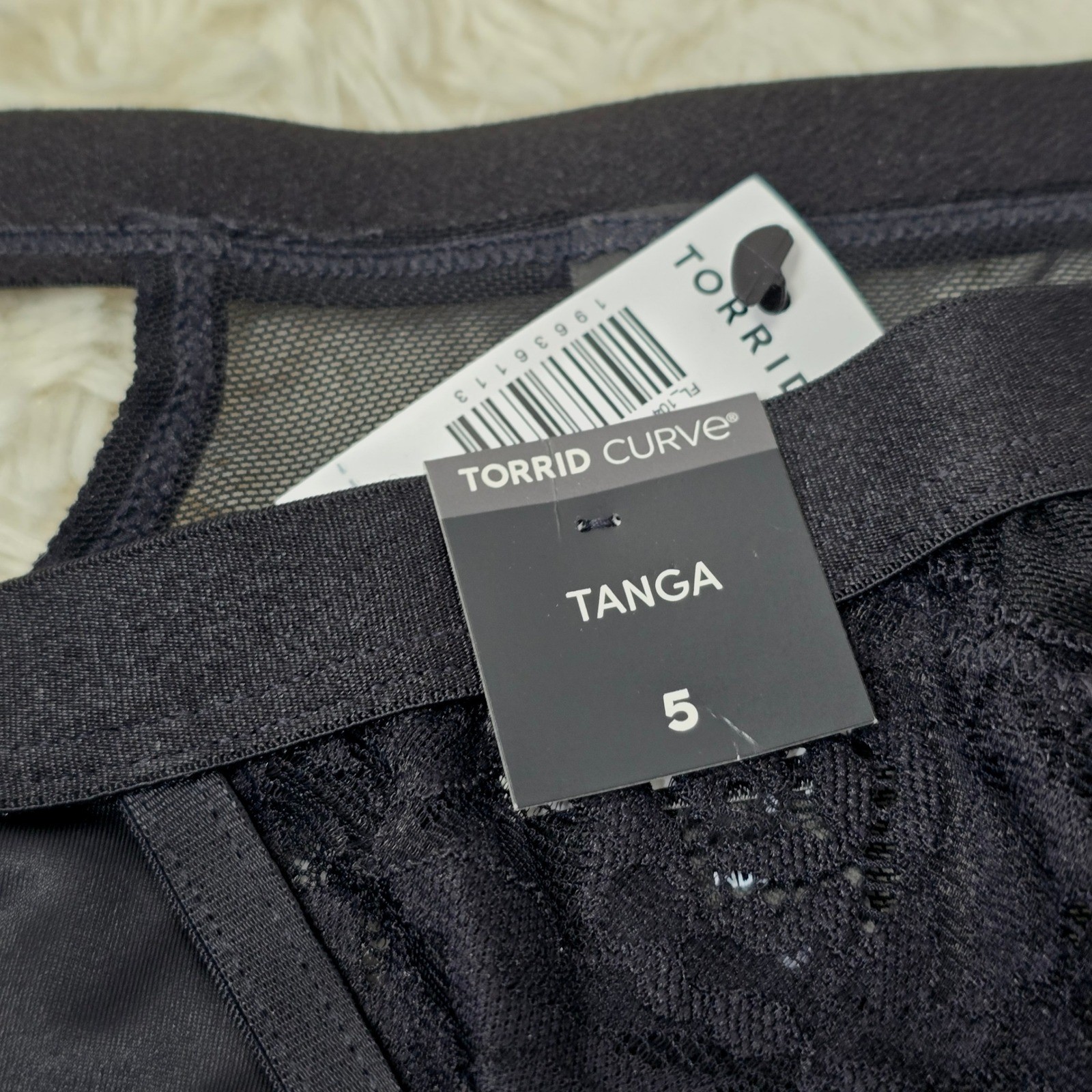 Torrid Satin and Lace Retro Tanga Panty Womens 5 Black High Waist Lingerie