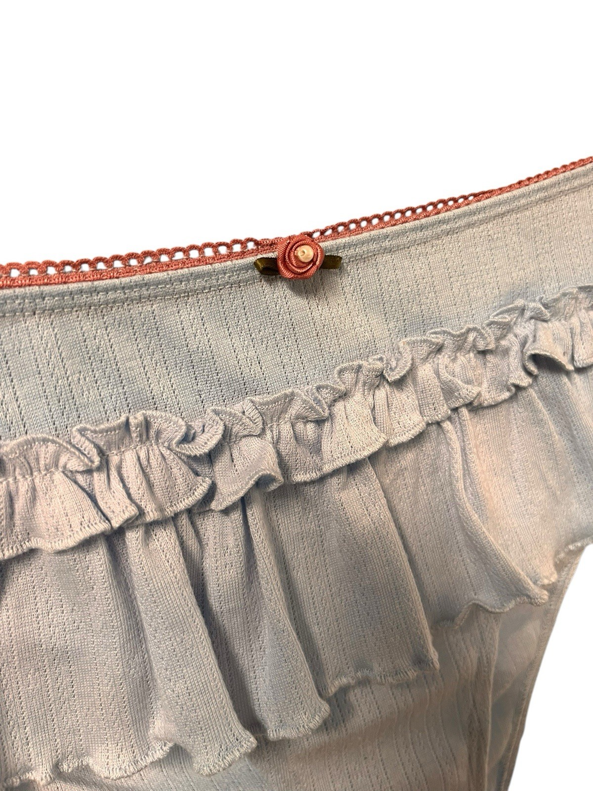 NWT Anthropologie Lyrebird Pointelle Ruffle Bikini Briefs Women’s S Blue Rosette