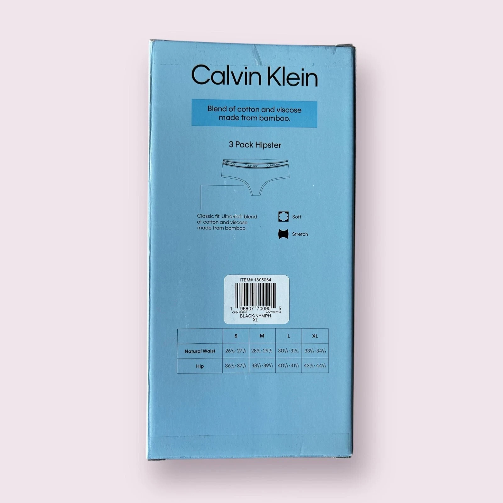 NEW Women’s Calvin Klein 3 Pack Hipster Underwear 3 Pack, LARGE, FREE SHIPPING